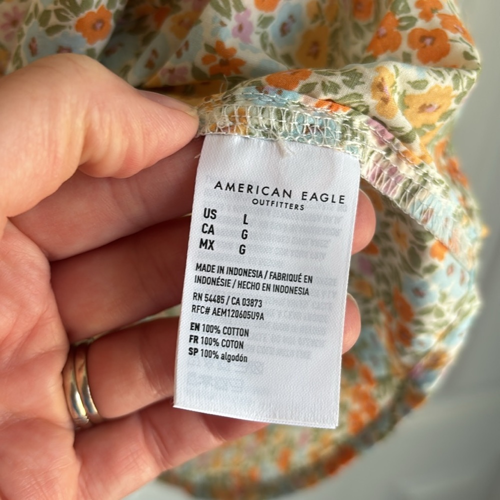 American Eagle Mixed Print Floral Patchwork Butto… - image 5